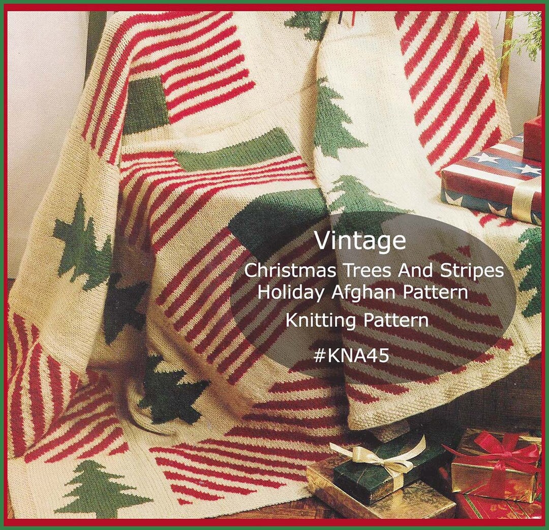 Christmas Afghan Knitting Pattern Christmas Trees Afghan With Stripes