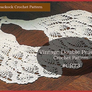 Peacocks Crochet Pattern Peacock Crochet Doily Peacock Double Peacocks #CR73 Just Gorgeous Mailed Copy Also Available Inquire