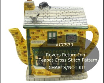 Coronation Street Cross Stitch Rovers Return  Charts Teapot Cross Stitch Custom Designed-PDF  Mailed Copy Available Inquire--DurhamDeals
