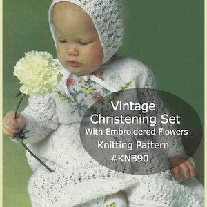 Baby Christening Knitting Pattern Baptism Dress Knitting Pattern Embroidery Option #KNB90PDF FILE-Shipped Pattern Is Also Available-INQUIRE