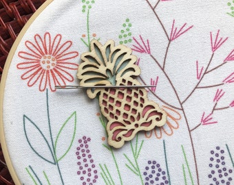 Pineapple Needle Minder, Wood Dimensional Pineapple Minder, Only 1 Available, Read The Listing,Free Cross Stitch Offer-DurhamDeals