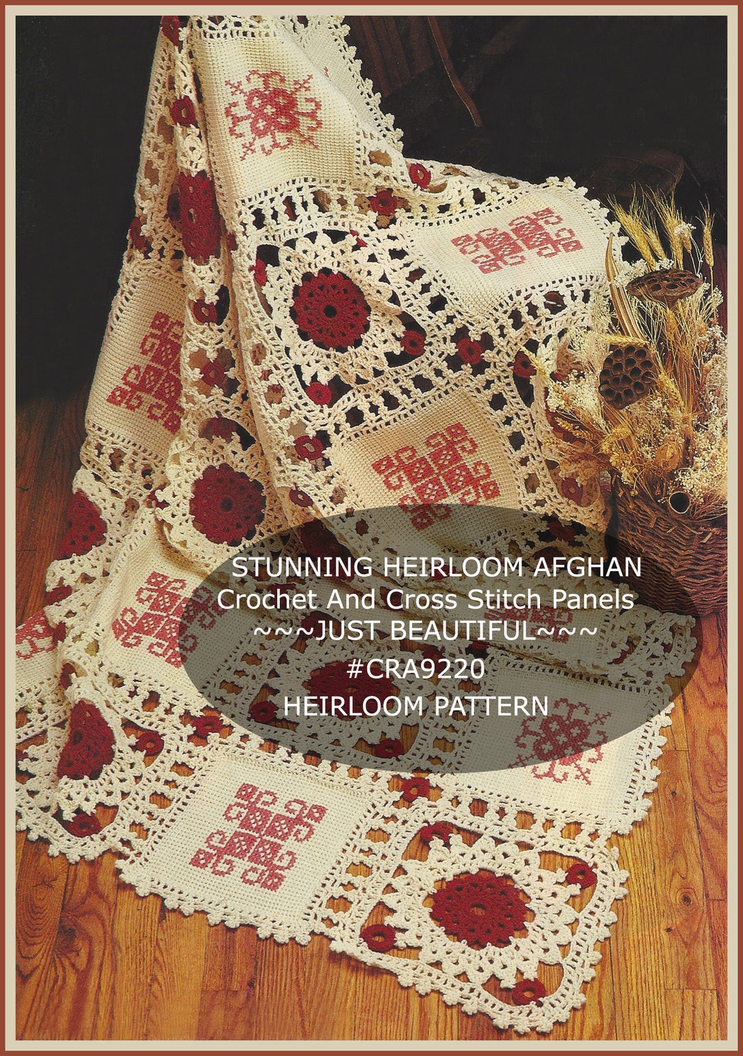Vintage Afghan Crochet, HEIRLOOM Afghan, Cross Stitch and Crochet ...