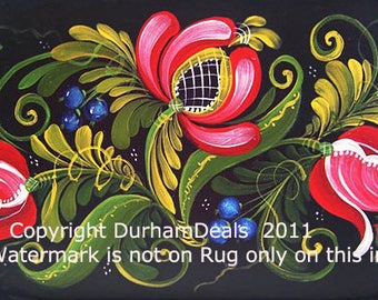 Flower Latch Hook Pattern Floral Rug Pattern Latch Hook Graphs --GRAPHS-Not Kit  Custom Designed By DurhamDeals #R88-PDF FILE- DurhamDeals-