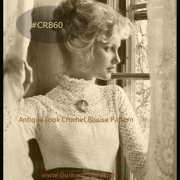 Crochet Blouse Antique Design Ladies Blouse Crochet Pattern Pattern Dates 70's  #CR860-PDF  Available Mailed- DurhamDeals