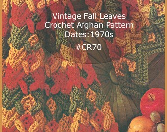 Fall Autumn Afghan Pattern, Crochet Afghan Pattern, Autumn Leaves, This Is Worked In 3 Panels,View All The Images--  #CR70--PDF--DurhamDeals