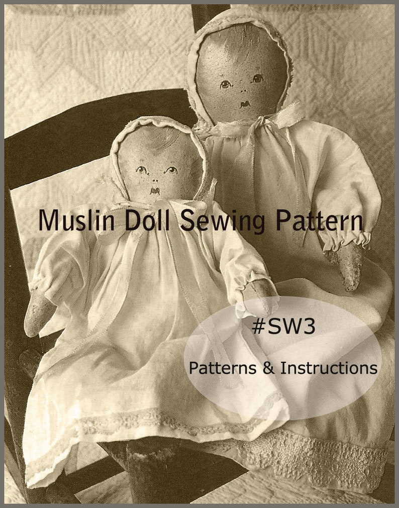 Antique Doll Sewing Patterns Muslin Dolls to Make 2 Sizes RARE Etsy