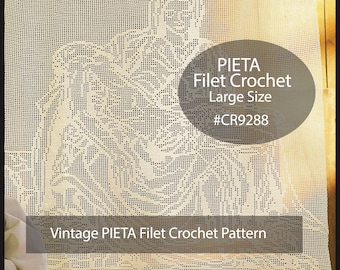 PIETA, Filet Crochet, Pieta Wallhanging, Pieta Curtain Panel, Pieta Crochet Insert, Large Filet Crochet Pattern, #CR9288--PDF--DurhamDeals