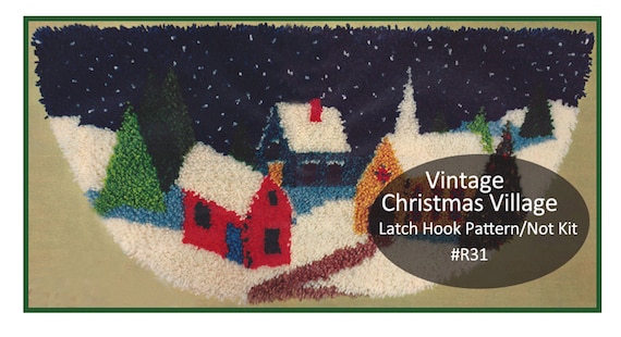 Christmas Latch Hook Rug, Christmas Village Latch Hook Pattern Semi Circle Christmas Rug Pattern #R31 PDF- --DurhamDeals