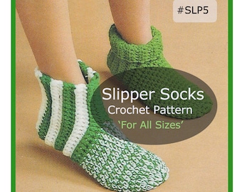 Vintage Slipper Socks, Slipper Socks Crochet Pattern, All Sizes Included,  Family Slipper Socks Pattern #SLP5  PDF Pattern---DurhamDeals