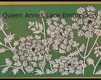 Queen Anne's Lace Embroidery Pattern, Queen Ann Lace Craft, 26 X 12 Inches, Graphs Enlarged To Scale, PDF File...DurhamDeals