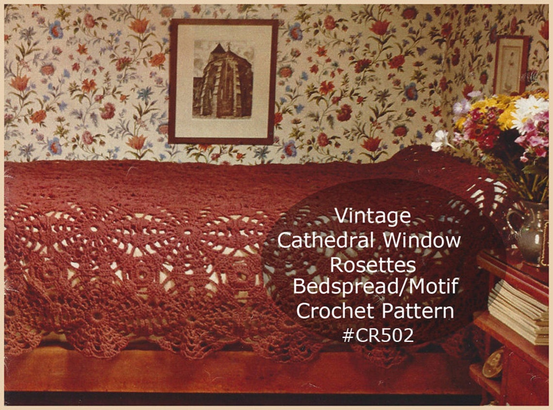 Bedspread Roses Crochet Pattern Heirloom Bedspread Cathedral Etsy UK