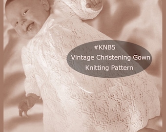 Christening Gown Baptism Dress Knitting Pattern Lacy Dress Pattern To Knit #KNB5 Instant Download-A Shipped Copy Is Available-Inquire