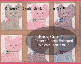 VINTAGE Cat Kitten, Quilt Blocks, Sewing Pattern, Create Any Size Quilt- #Q19---PDF File--Read Everything --View All Images-DurhamDeals