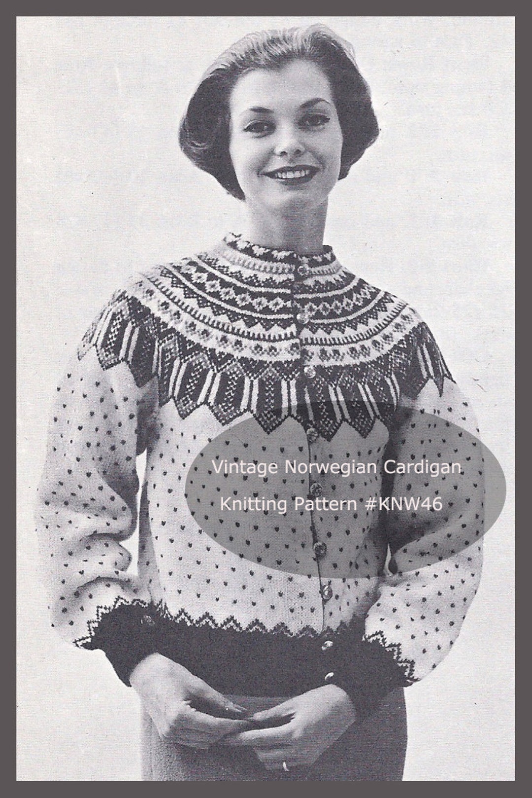 Norwegian Sweater Pattern, Ladies Cardigan Knitting Pattern Dates 60's ...