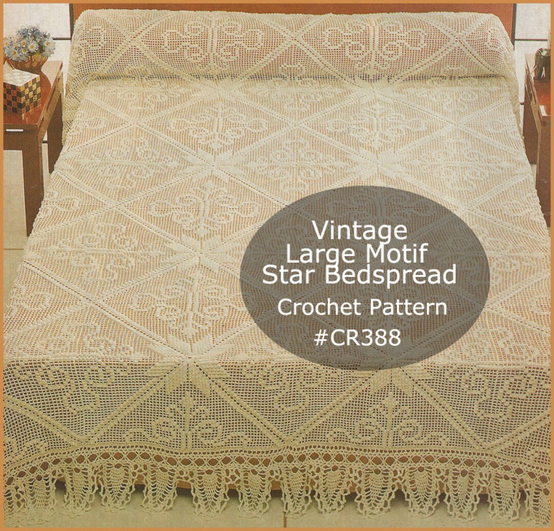 Heirloom Bedspread Crochet Pattern Large Star Pineapple Edging Crochet ...