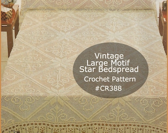 Heirloom Bedspread Crochet Pattern Large Star Pineapple Edging Crochet Dates 1930's #CR388-PDF FILE- Pattern Available Mailed--DurhamDeals