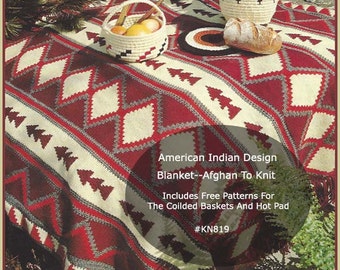 American Indian  Afghan  Knitting Pattern,  -Free Patterns Included- #KN819-PDF  Read Everything Please. DurhamDeals CANADA