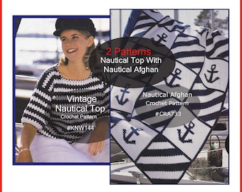 Nautical Anchor Sweater With Nautical Afghan Pattern--Same Colours-- You Get The 2 Patterns  Sweater And Afghan Patterns-DurhamDeals