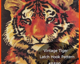 Tiger Latch Hook Pattern Tiger Rug/Wall Hanging Latch Hook Pattern--Large Graph And Instructions Not A Kit  #R599-Mailed Only- DurhamDeals-