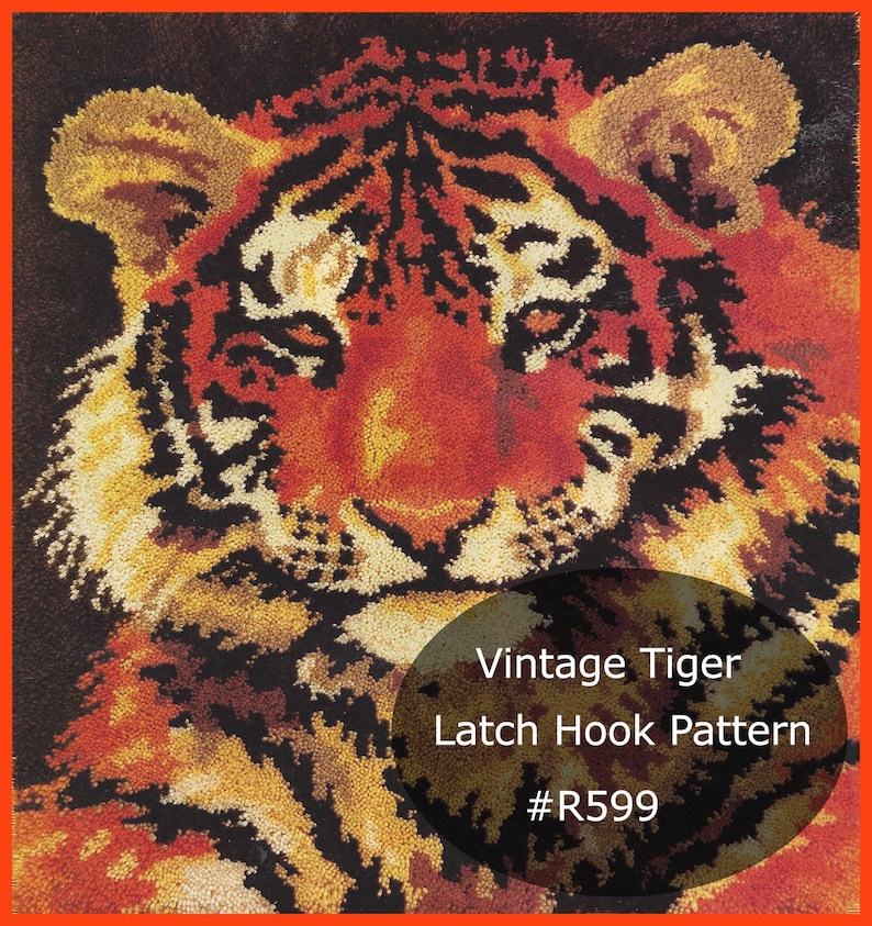 Tiger Latch Hook Pattern Tiger Rug/wall Hanging Latch Hook Etsy