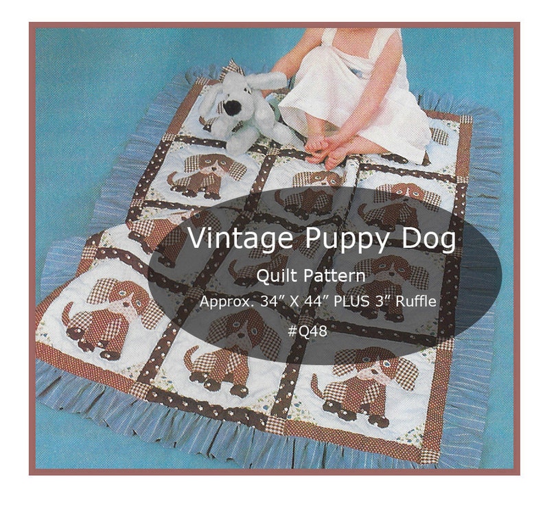 Puppy Dogs Quilt Pattern Puppy Dog Sewing Dog Quilt 'Great Scrap Pattern' Vintage Pattern Q48 PDF Mailed Copy Available DurhamDeals image 1