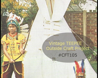 TEEPEE Vintage Outdoor Teepee Construction Craft Pattern, Dates 70's Instructions/Images Sewing Craft #CFT105 PDF, DurhamDeals