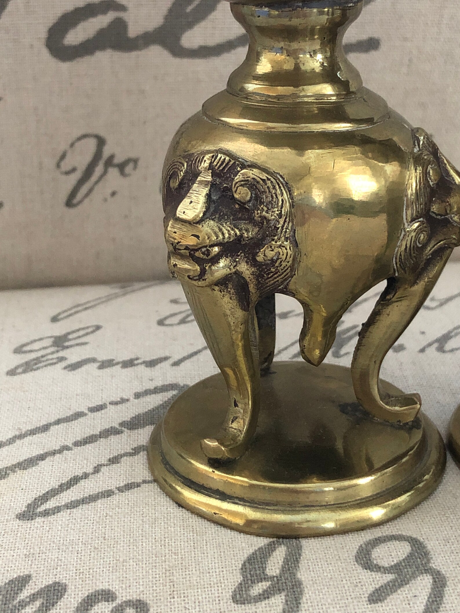 Brass Candle Holders Ornate Elephants Vintage Brass Etsy