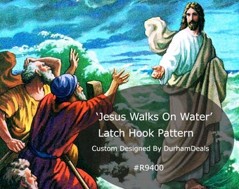 Jesus Walks On Water Latch Hook Pattern Religious Jesus Latch Hook Pattern--GRAPHS-Not Kit  #R9400-PDF FILE- DurhamDeals-