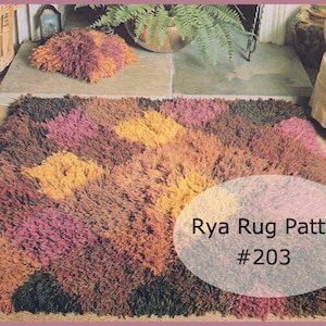 Dywan Vintage Rya, wzór haka Rya Latch Hook, wzór dywanu Rya w kształcie diamentu, plik PDF — dostępny pocztą — #R203-DurhamDeals