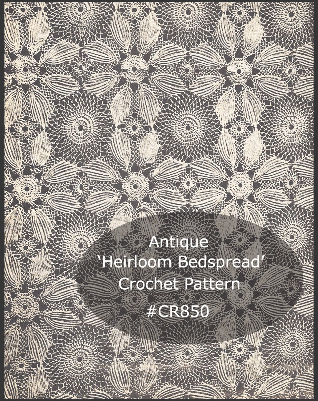 Antique Heirloom Bedspread Crochet Pattern Crocheted Discs With Leaf ...