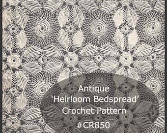 Antique Heirloom Bedspread Crochet Pattern Crocheted Discs With Leaf Motif---Dates 20's PDF FILE-  Available Mailed  #CR850--DurhamDeals