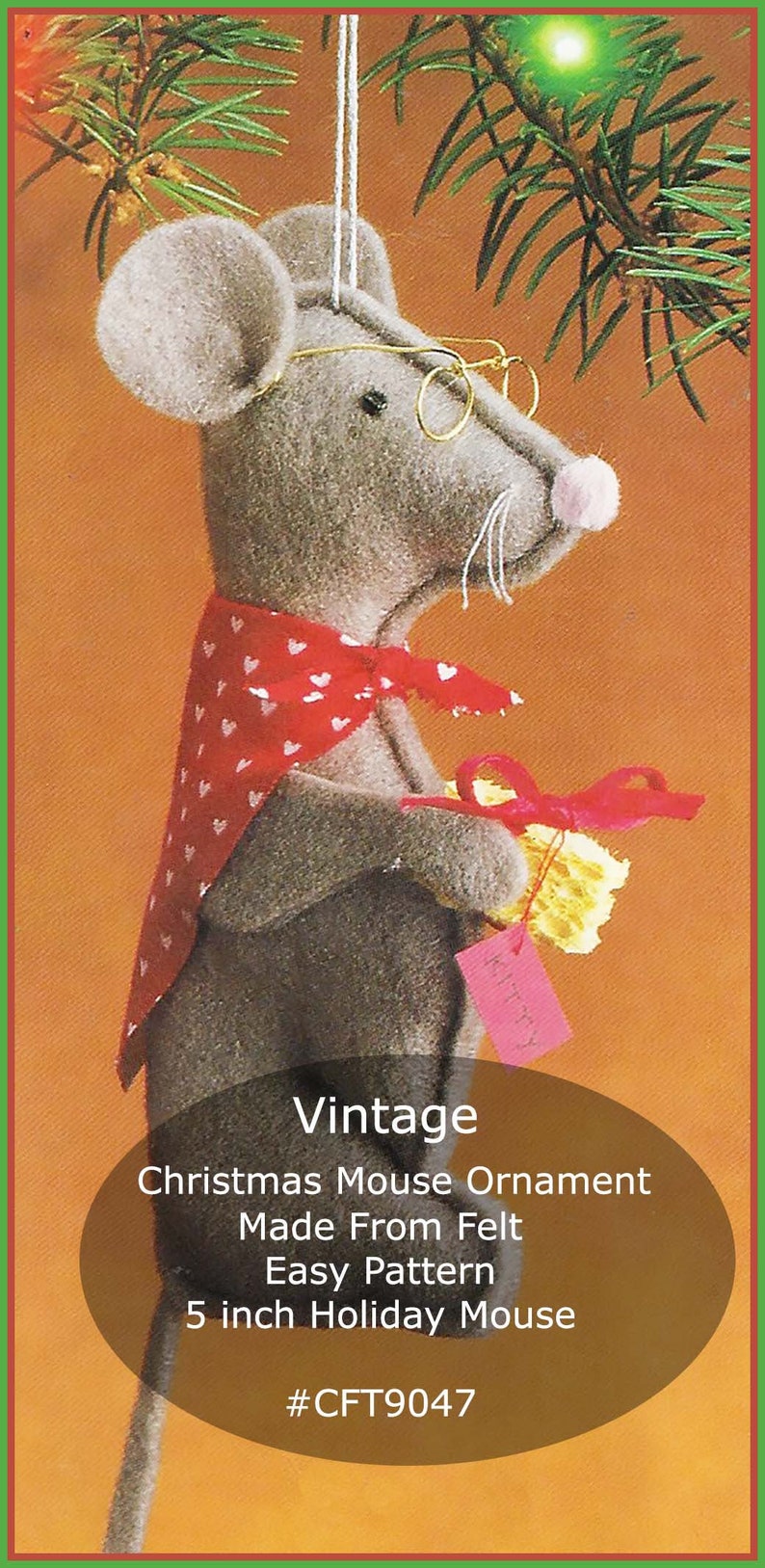 Vintage Mouse Ornament Pattern Christmas MOUSE Felt Sewing - Etsy