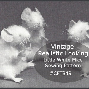 White Mouse Sewing Pattern Christmas Mouse Realistic Mouse Sewing Pattern Fur White Mice Pattern #CFT849-PDF  -Available Mailed- DurhamDeals