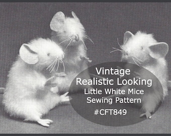 CHRISTMAS Mouse, Sewing Pattern Mouse, Realistic Mouse Sewing Pattern, Fur White Mice Pattern #CFT849-PDF  -Available Mailed- DurhamDeals