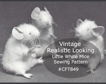 White Mouse Sewing Pattern Christmas Mouse Realistic Mouse Sewing Pattern Fur White Mice Pattern #CFT849-PDF  -Available Mailed- DurhamDeals