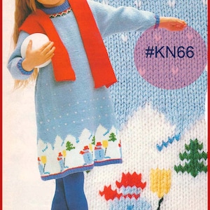 Schneemann Kleid Urlaub Strickmuster für Mädchen Schneemann Muster 4 Größen. 2-10 Jahre PDF #KN66 Mailed Muster ist auch erhältlich-ANFRAGE