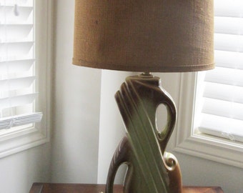 60's Retro Lamp, Vintage Table Lamp, RETRO Green Toned Drum Lamp Shade Included  By Engelite PRE-OWNED!--Dates 60's or 70's--DurhamDeals