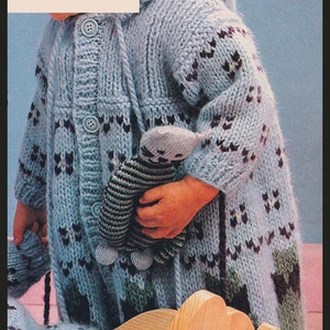 Baby Child Coat,  With Cats, Knitting Pattern, Sizes 12-24 Months, + Free Cat Toy Knitting Pattern! #KN644  PDF -DurhamDeals Read Everything