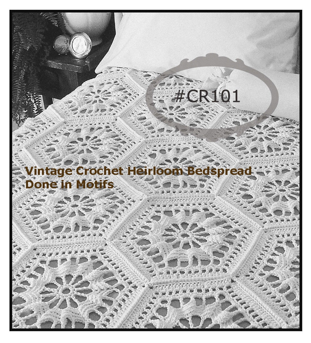 HEIRLOOM Bedspread Crochet Bedspread/motif Pattern Antique Bedspread ...