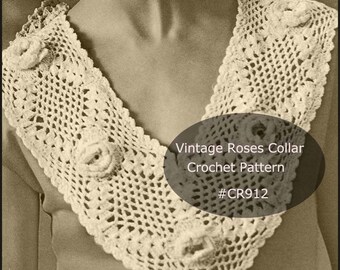 Irish Roses Collar, Crochet Collar, Irish Roses #CR912 Instant Download--Shipped Pattern Is Also Available-INQUIRE DurhamDeals