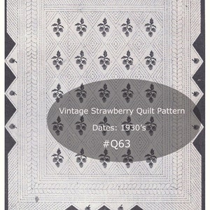 Antique Strawberry Quilt Pattern, Anne Orr Quilt Pattern, Strawberry Quilting Pattern, Diamond Quilt Pattern, Dates 1930 Pdf-DurhamDeals