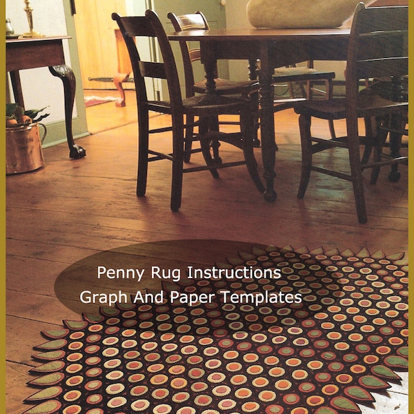 Penny Rug Felt Penny Rug Pattern With Teadrop Border Stunning Pattern #R3819 -Mailed Copy Is Also Available Inquire