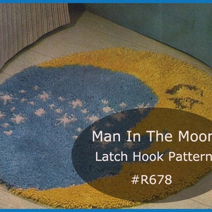 Man In The Moon Latch Hook Pattern-Moon Rug Pattern--Vintage Latch Hook Pattern--PDF--Mailed Available Inquire:DurhamDeals