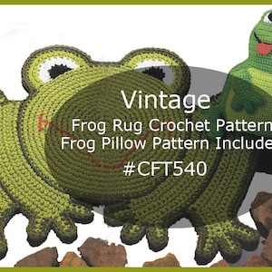 Frog Rug Pattern Crochet Frog  Pillow Pattern Crochet Vintage Frog Rug--#CFT540 PDF File--Mailed Copy Available-INQUIRE--DurhamDeals