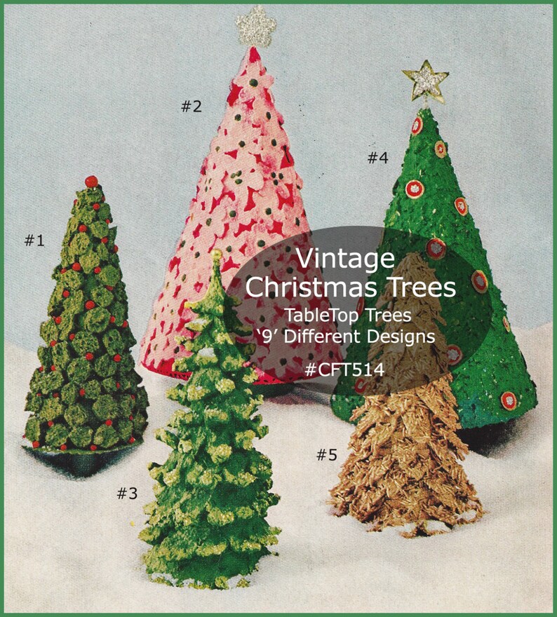 #CFT514 PDF DurhamDeals Christmas Tree Craft Miniature Christmas Trees Tabletop Christmas Trees 9 Different Designs Included