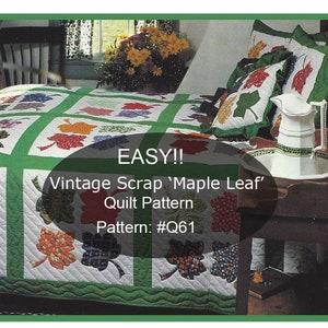 Maple Leaf Quilt Anleitung, Ahornblatt Quilt Anleitung, 1970's Maple Leaf Quilt Anleitung, Ahornblatt Quilt Anleitung, 1970's-Q61 PDF-DurhamDeals