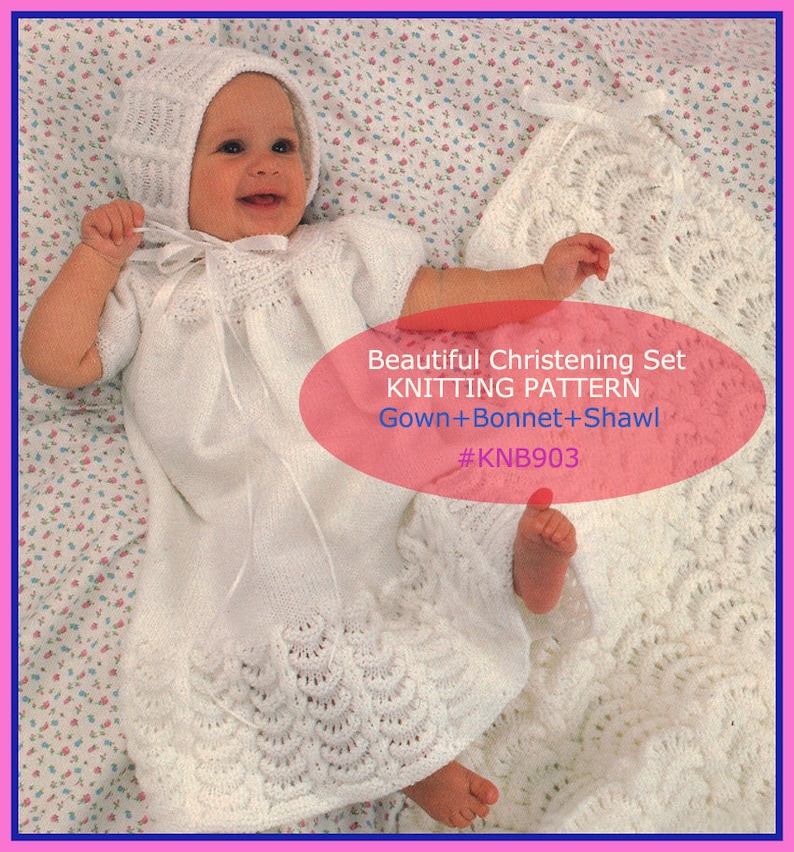 Christening Dress Baptism Dress Knitting Pattern Includes Etsy