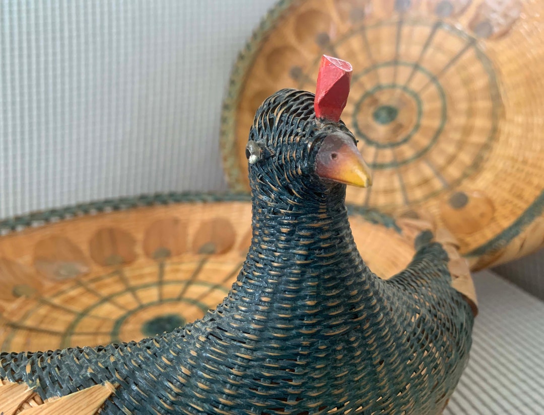 Vintage Peacock Basket, Hand Painted, Beautiful Basket, I Have 2 Availableread Everything, View