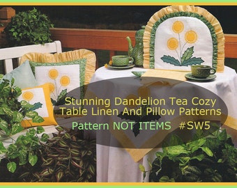 Flower Applique Pattern Dandelion Pattern Tea Cozy/Napkins FREE Pattern Included-PDF Digital Pattern, Canadian Etsy Shop, DurhamDeals