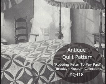 Antique Quilt Pattern Robbing Peter To Pay Paul-Dates 1850's--Resides Brooklyn Museum--Unless  Recently Sold--Mailed Copy Only --DurhamDeals
